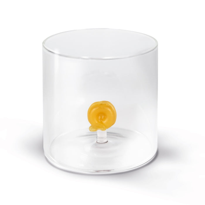 Bicchiere in vetro borosilicato con soggetto in vetro colorato all'interno