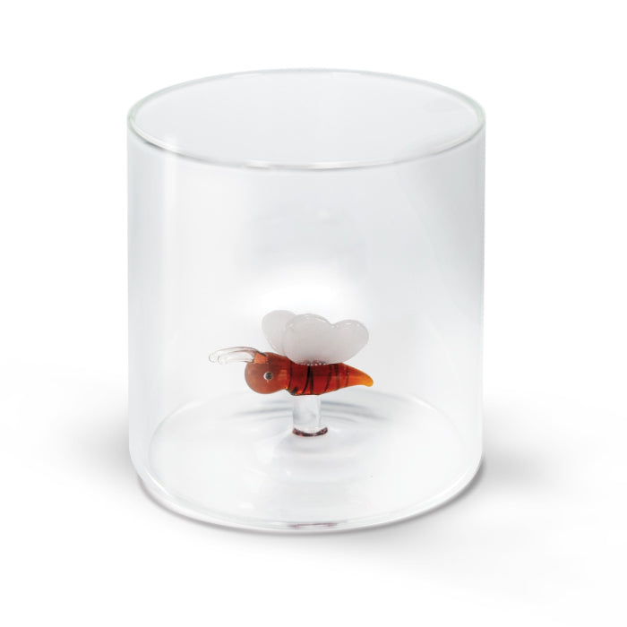 Bicchiere in vetro borosilicato con soggetto in vetro colorato all'interno