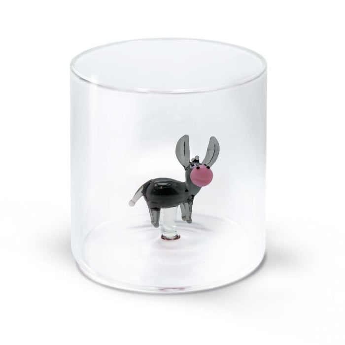 Bicchiere in vetro borosilicato con soggetto in vetro colorato all'interno