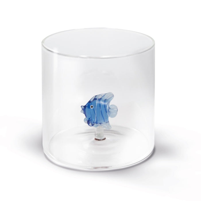 Bicchiere in vetro borosilicato con soggetto in vetro colorato all'interno