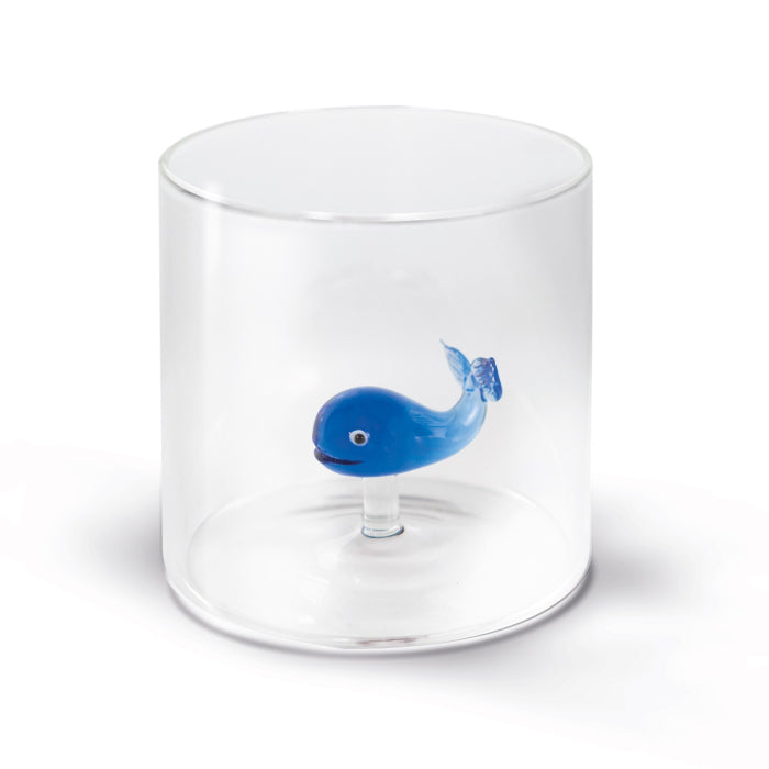 Bicchiere in vetro borosilicato con soggetto in vetro colorato all'interno