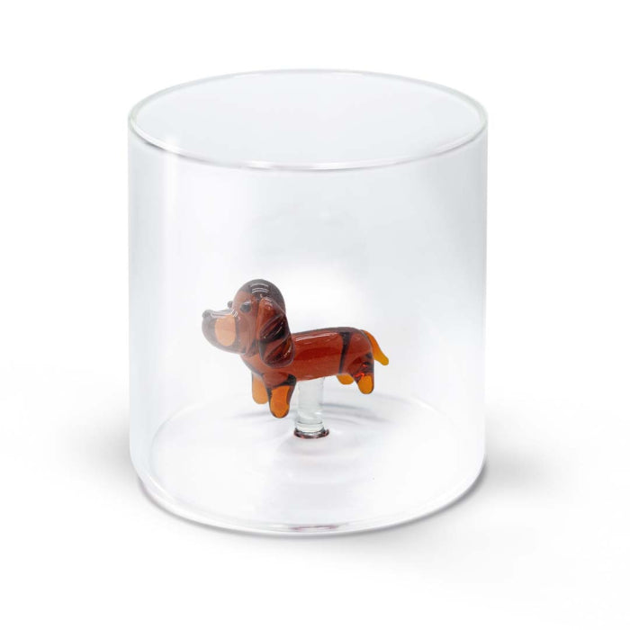 Bicchiere in vetro borosilicato con soggetto in vetro colorato all'interno