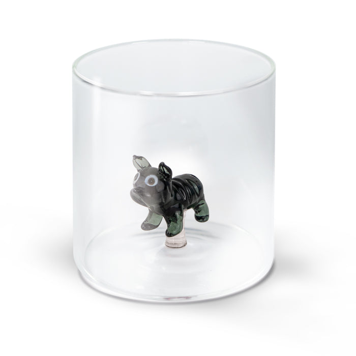 Bicchiere in vetro borosilicato con soggetto in vetro colorato all'interno