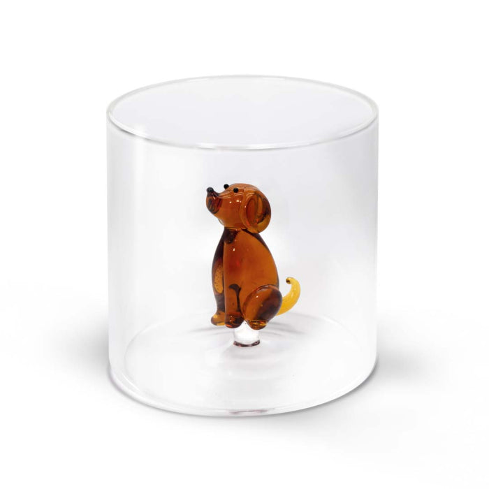 Bicchiere in vetro borosilicato con soggetto in vetro colorato all'interno