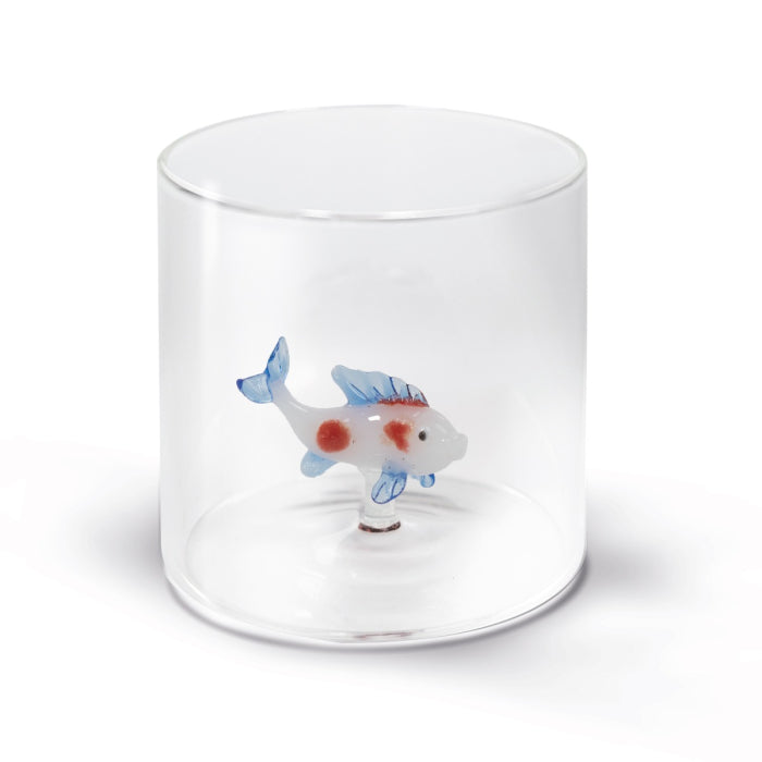 Bicchiere in vetro borosilicato con soggetto in vetro colorato all'interno