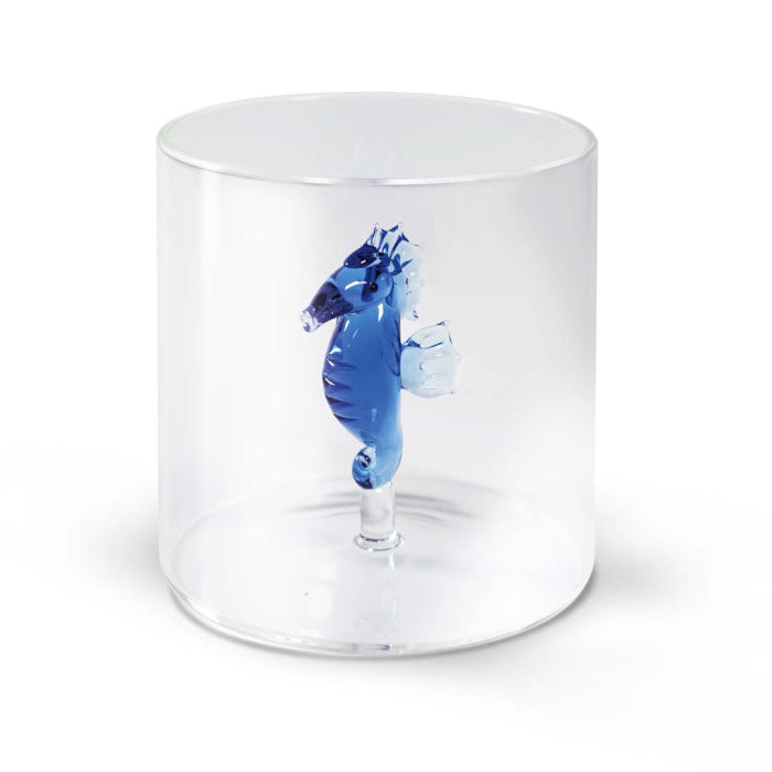 Bicchiere in vetro borosilicato con soggetto in vetro colorato all'interno