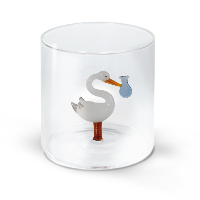 Bicchiere in vetro borosilicato con soggetto in vetro colorato all'interno
