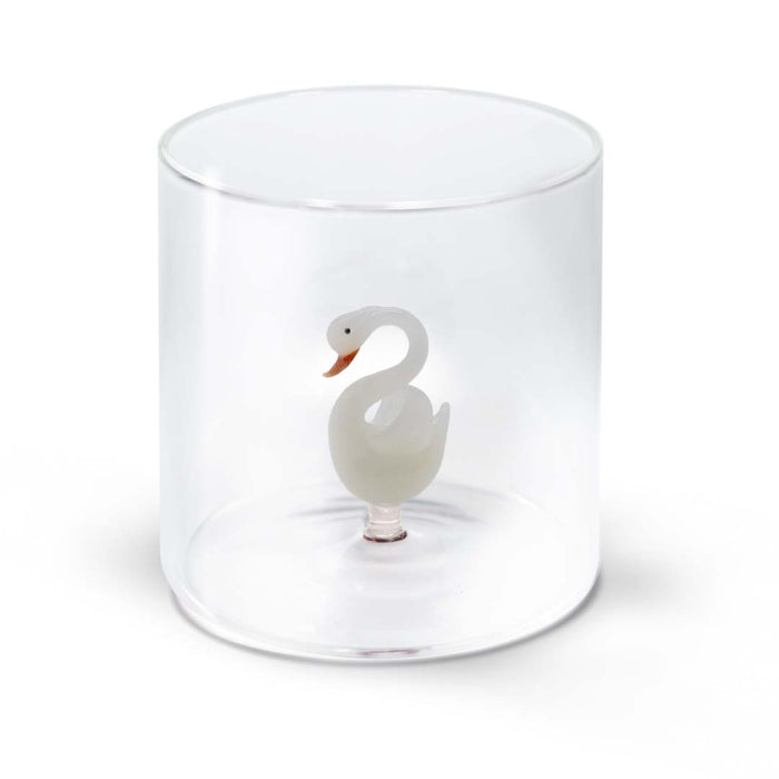 Bicchiere in vetro borosilicato con soggetto in vetro colorato all'interno