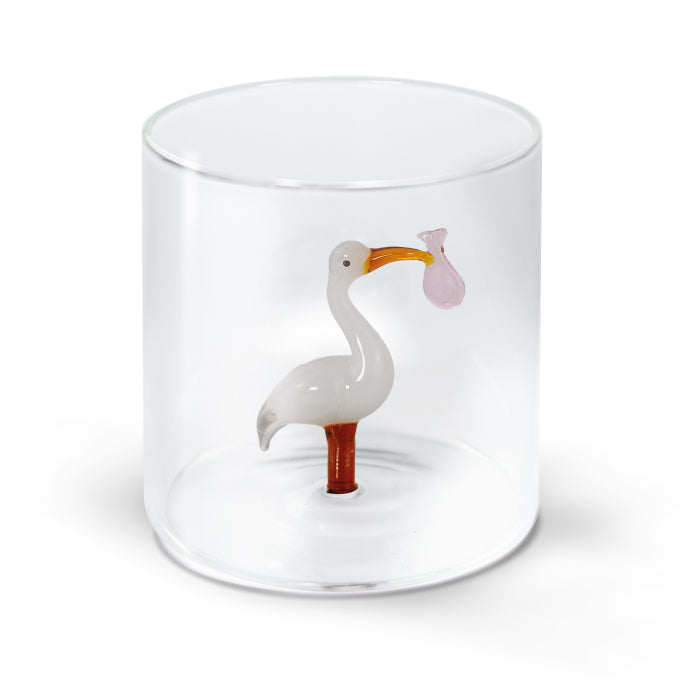Bicchiere in vetro borosilicato con soggetto in vetro colorato all'interno
