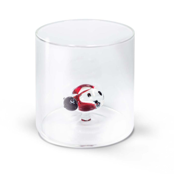Bicchiere in vetro borosilicato con soggetto in vetro colorato all'interno