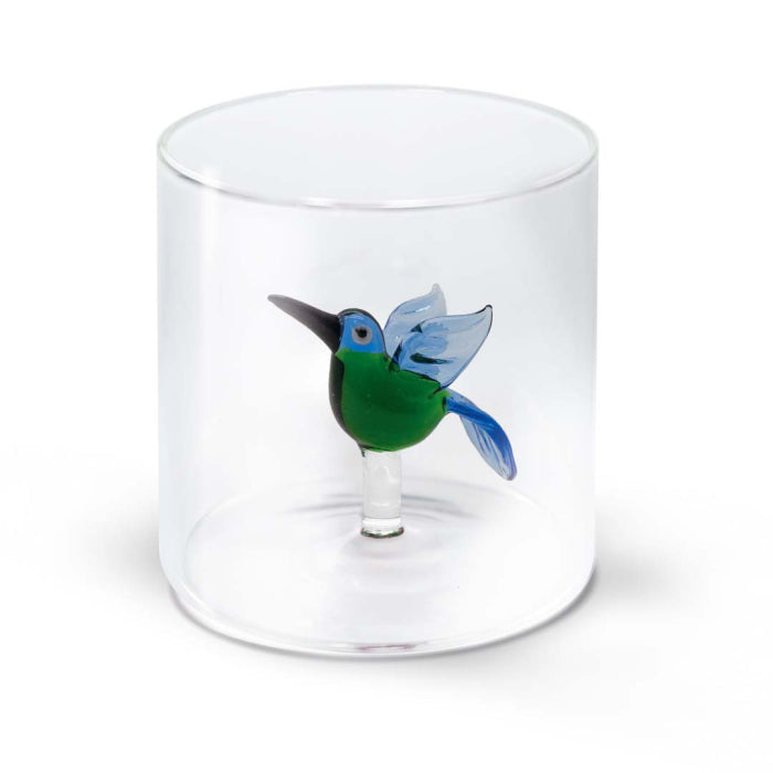 Bicchiere in vetro borosilicato con soggetto in vetro colorato all'interno