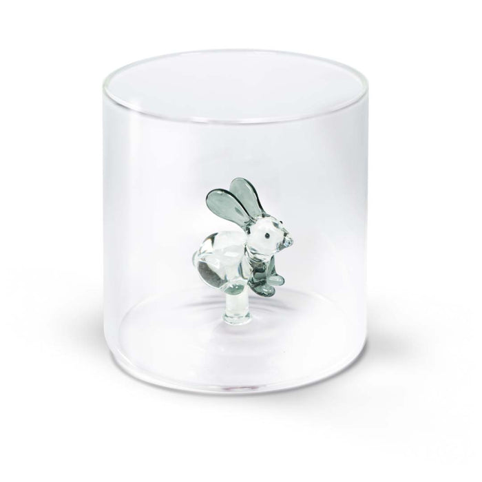 Bicchiere in vetro borosilicato con soggetto in vetro colorato all'interno