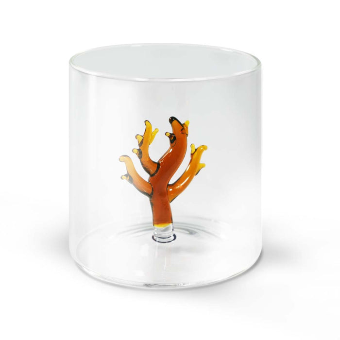 Bicchiere in vetro borosilicato con soggetto in vetro colorato all'interno