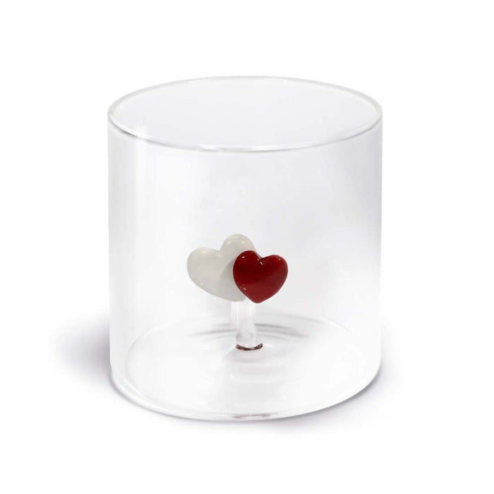 Bicchiere in vetro borosilicato con soggetto in vetro colorato all'interno