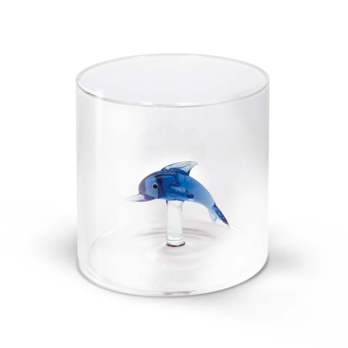 Bicchiere in vetro borosilicato con soggetto in vetro colorato all'interno