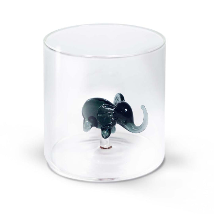 Bicchiere in vetro borosilicato con soggetto in vetro colorato all'interno