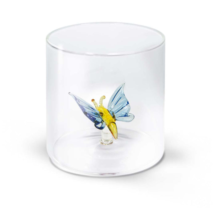 Bicchiere in vetro borosilicato con soggetto in vetro colorato all'interno