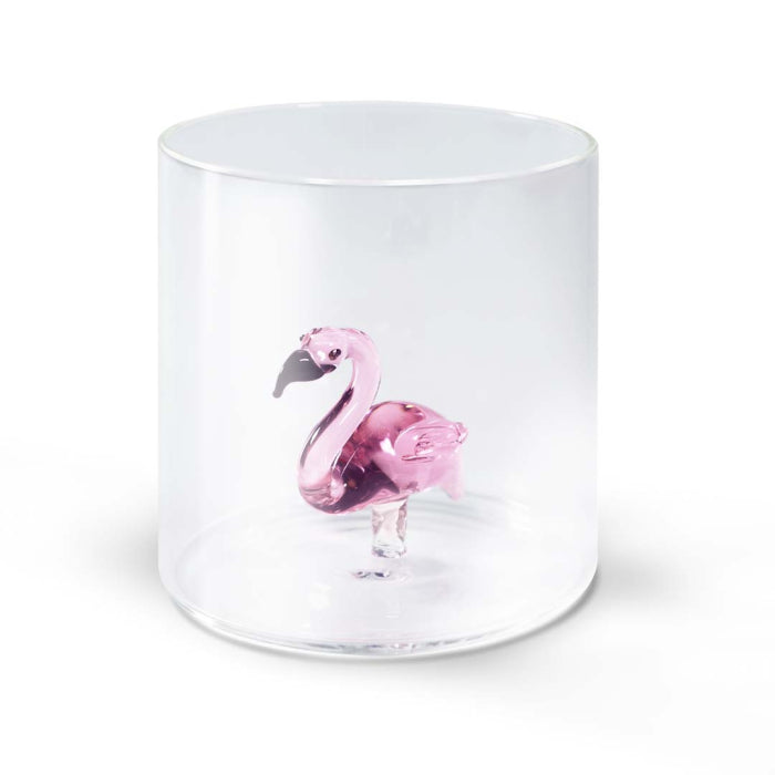 Bicchiere in vetro borosilicato con soggetto in vetro colorato all'interno