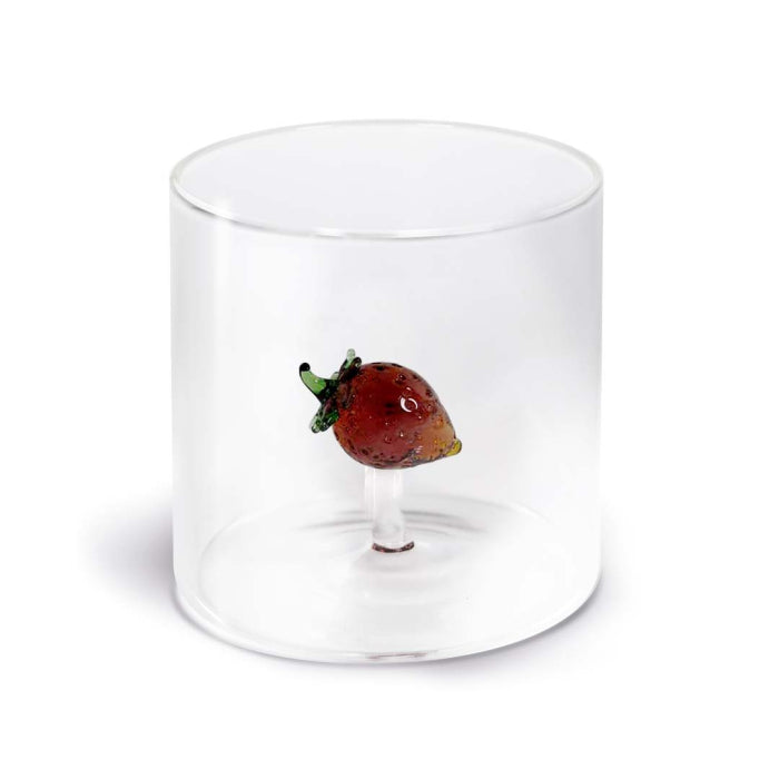 Bicchiere in vetro borosilicato con soggetto in vetro colorato all'interno