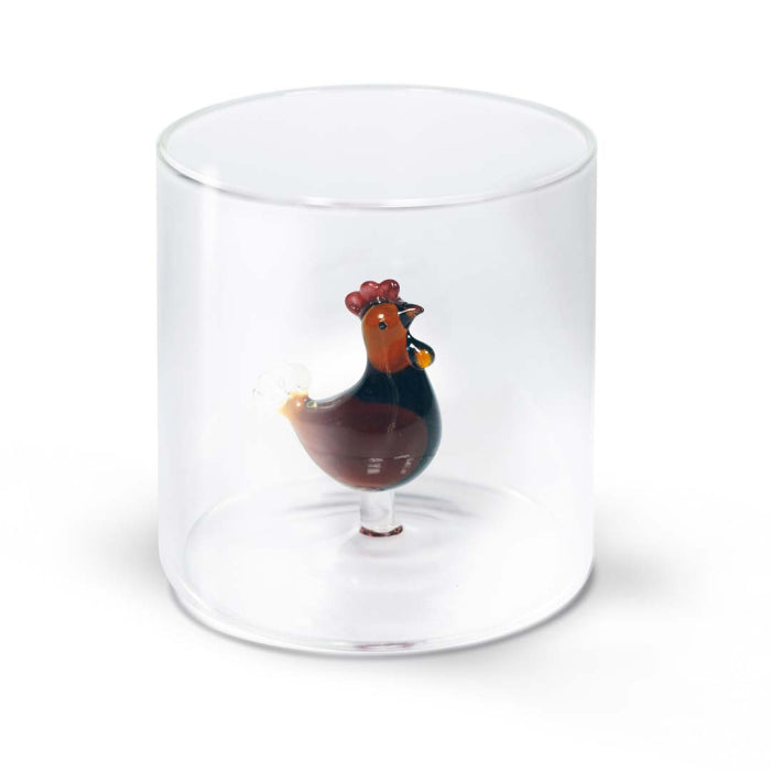 Bicchiere in vetro borosilicato con soggetto in vetro colorato all'interno