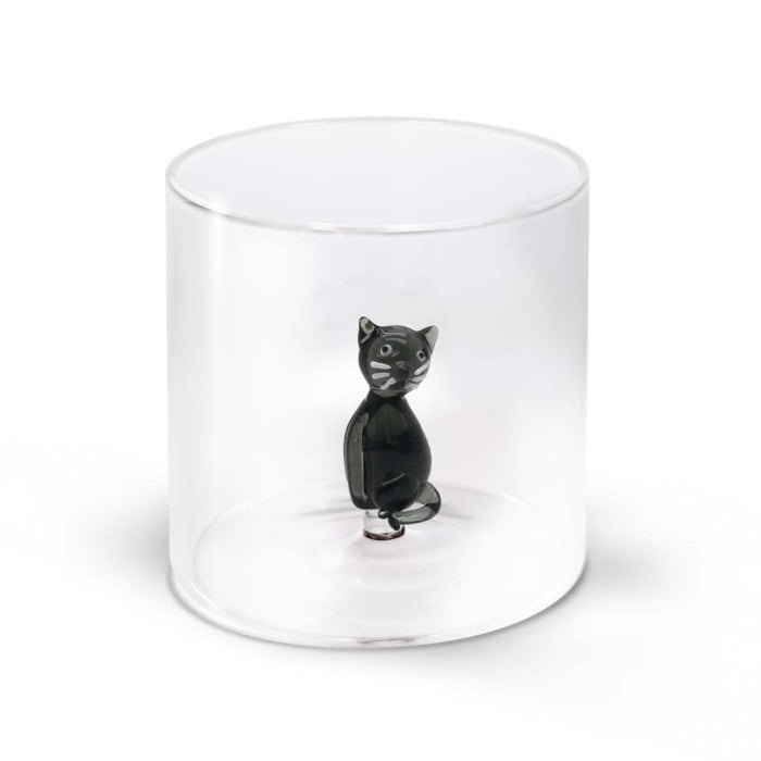 Bicchiere in vetro borosilicato con soggetto in vetro colorato all'interno