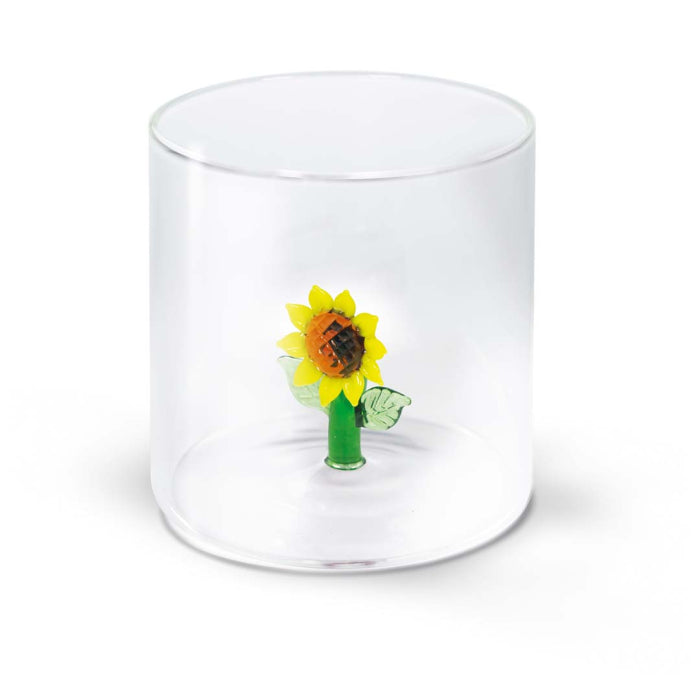 Bicchiere in vetro borosilicato con soggetto in vetro colorato all'interno