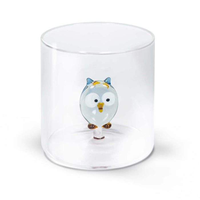 Bicchiere in vetro borosilicato con soggetto in vetro colorato all'interno