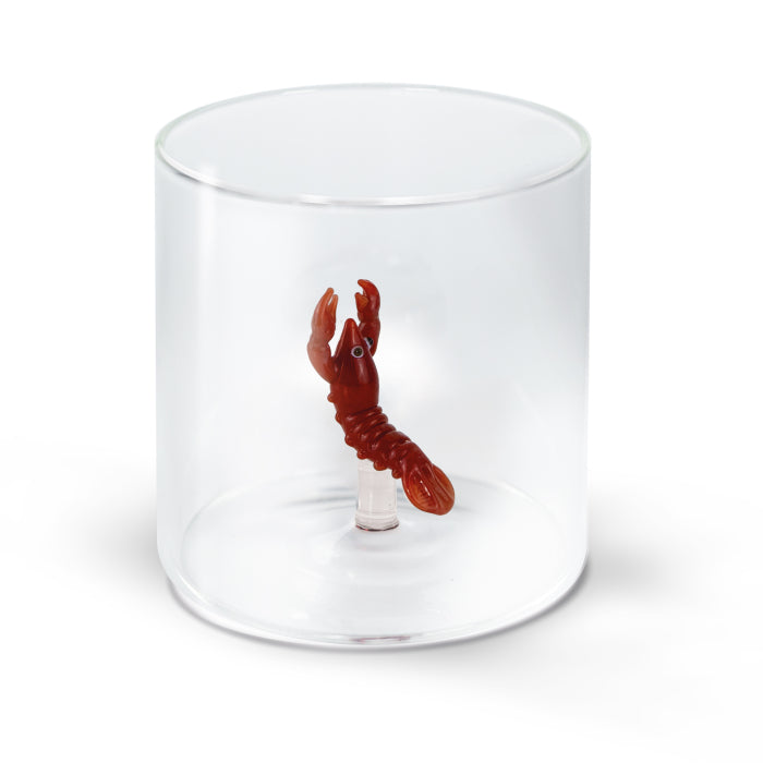 Bicchiere in vetro borosilicato con soggetto in vetro colorato all'interno