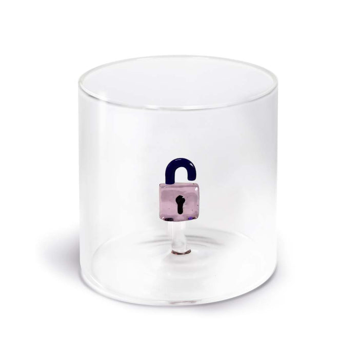 Bicchiere in vetro borosilicato con soggetto in vetro colorato all'interno