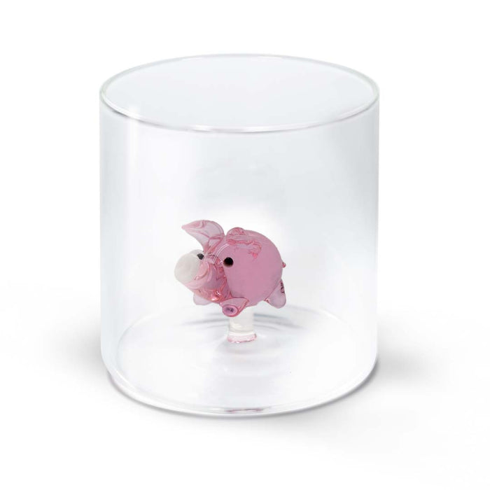 Bicchiere in vetro borosilicato con soggetto in vetro colorato all'interno