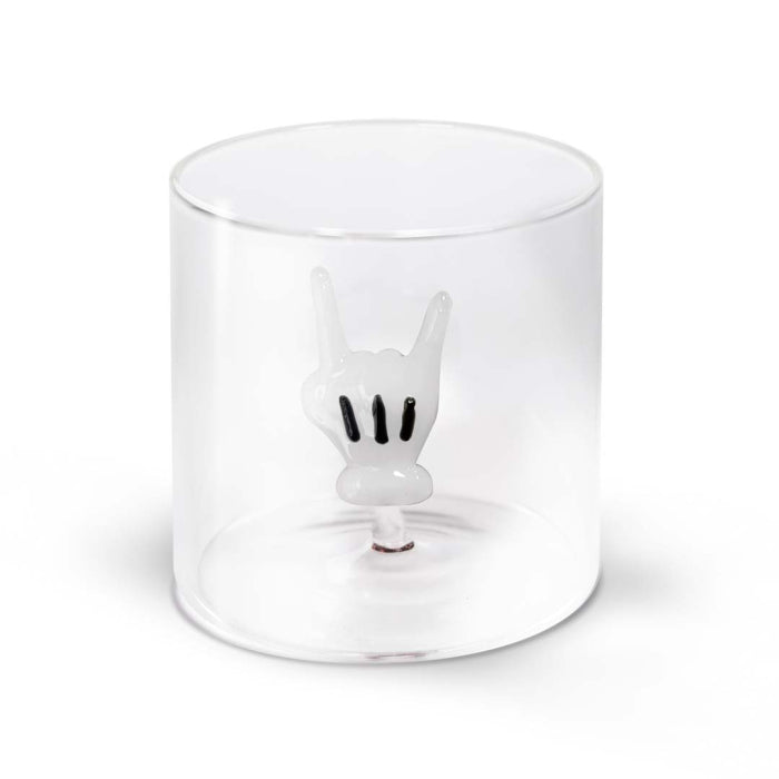 Bicchiere in vetro borosilicato con soggetto in vetro colorato all'interno