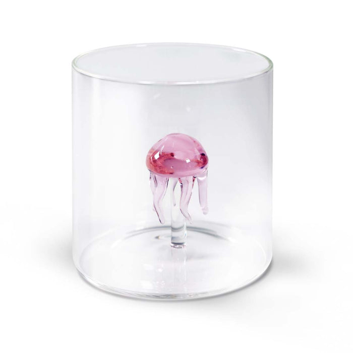 Bicchiere in vetro borosilicato con soggetto in vetro colorato all'interno