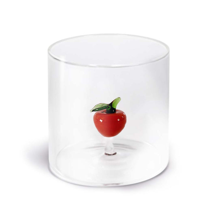 Bicchiere in vetro borosilicato con soggetto in vetro colorato all'interno
