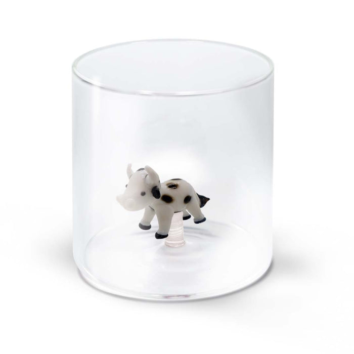 Bicchiere in vetro borosilicato con soggetto in vetro colorato all'interno