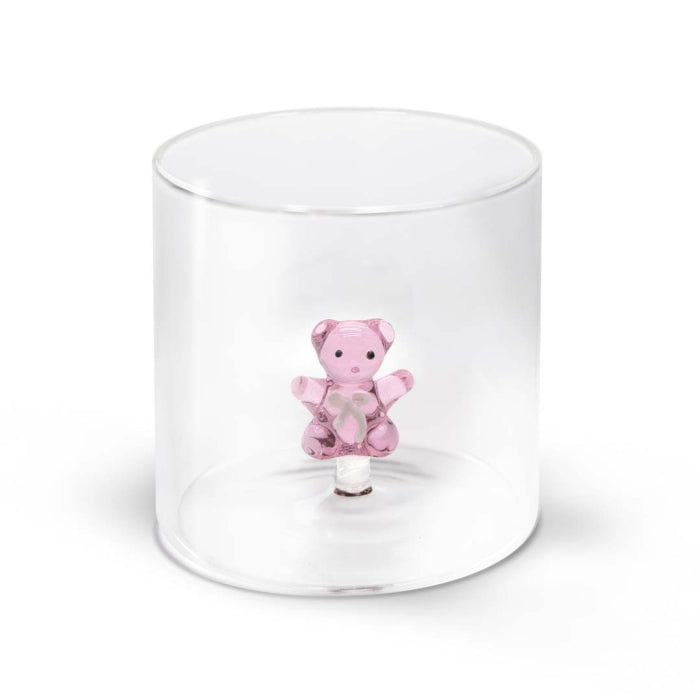 Bicchiere in vetro borosilicato con soggetto in vetro colorato all'interno