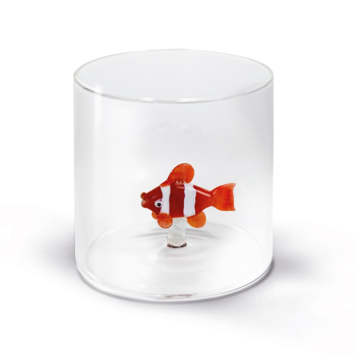 Bicchiere in vetro borosilicato con soggetto in vetro colorato all'interno