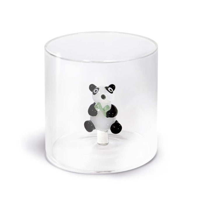 Bicchiere in vetro borosilicato con soggetto in vetro colorato all'interno