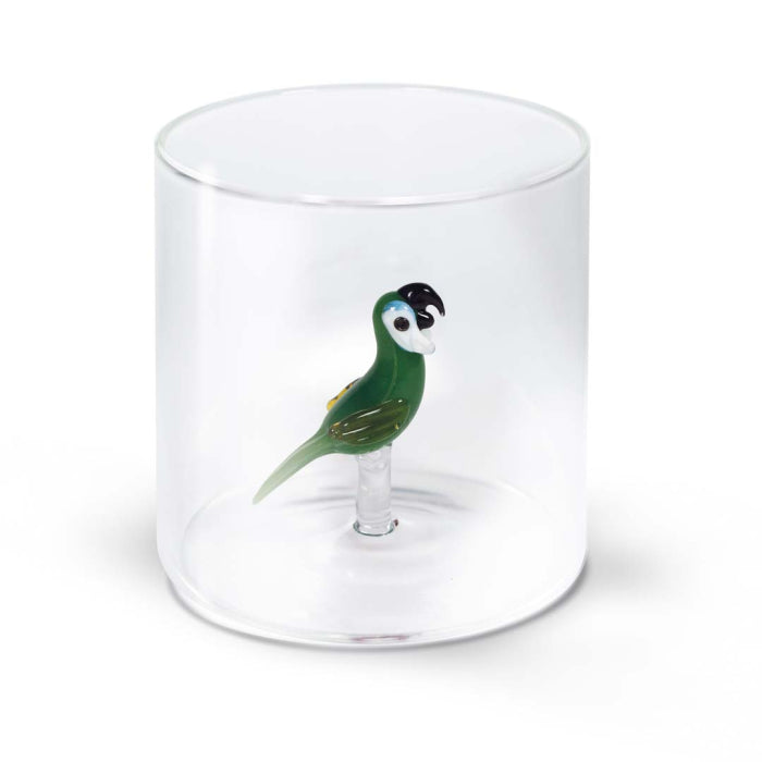 Bicchiere in vetro borosilicato con soggetto in vetro colorato all'interno