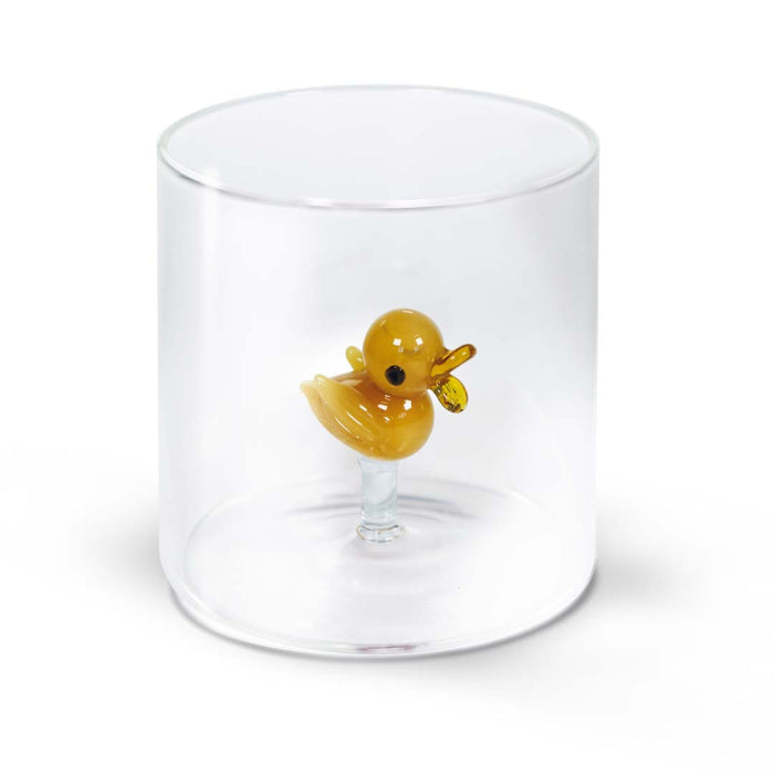 Bicchiere in vetro borosilicato con soggetto in vetro colorato all'interno
