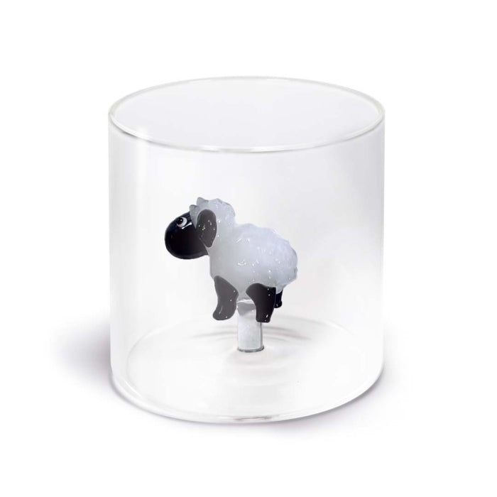 Bicchiere in vetro borosilicato con soggetto in vetro colorato all'interno