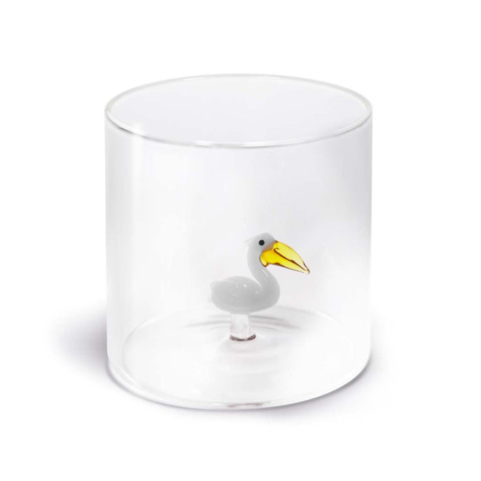 Bicchiere in vetro borosilicato con soggetto in vetro colorato all'interno