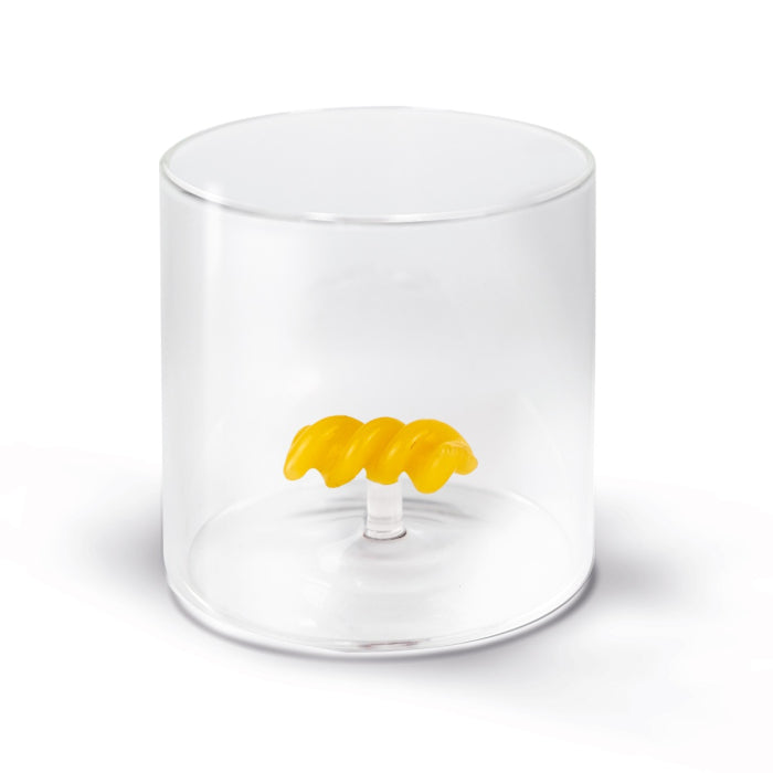 Bicchiere in vetro borosilicato con soggetto in vetro colorato all'interno
