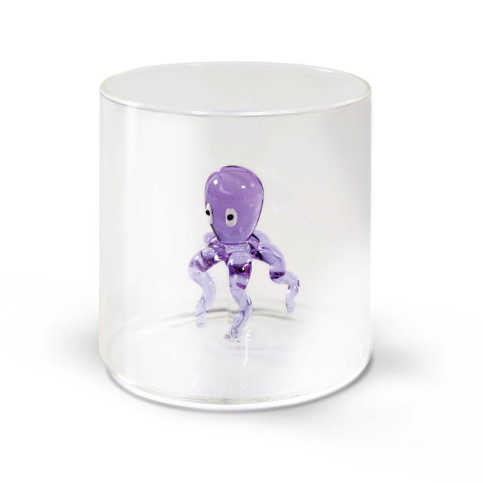 Bicchiere in vetro borosilicato con soggetto in vetro colorato all'interno