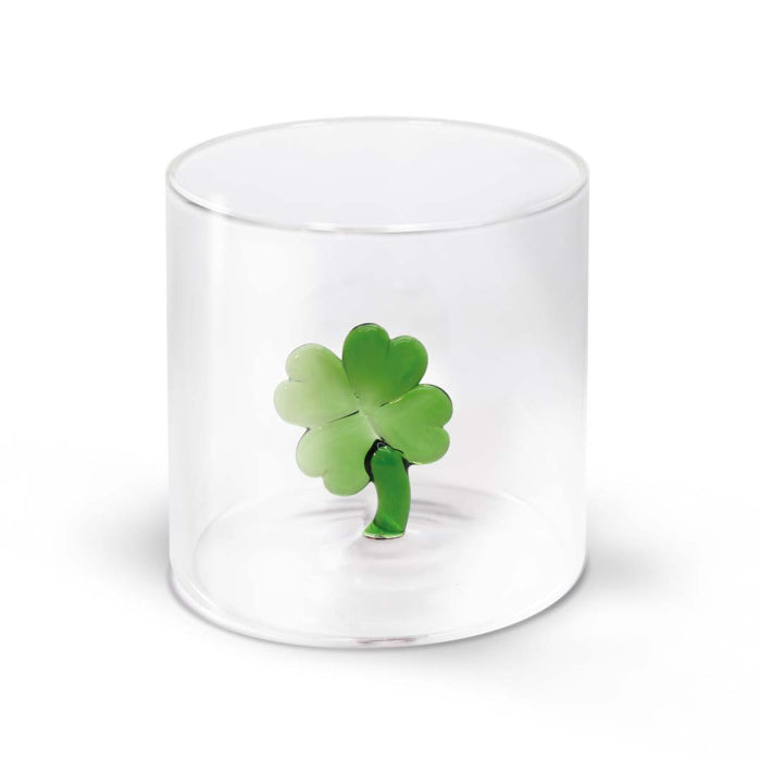Bicchiere in vetro borosilicato con soggetto in vetro colorato all'interno