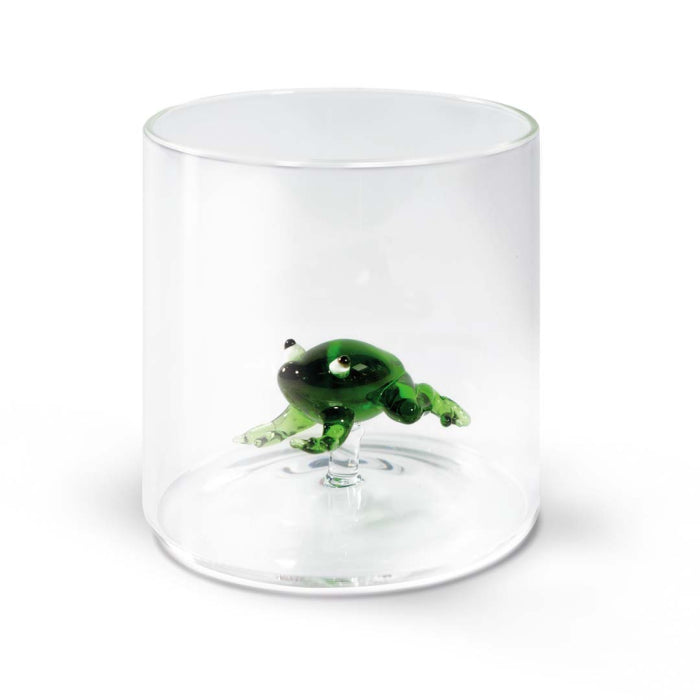 Bicchiere in vetro borosilicato con soggetto in vetro colorato all'interno