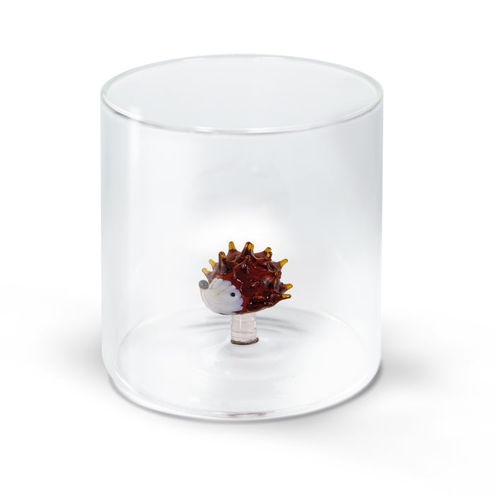 Bicchiere in vetro borosilicato con soggetto in vetro colorato all'interno