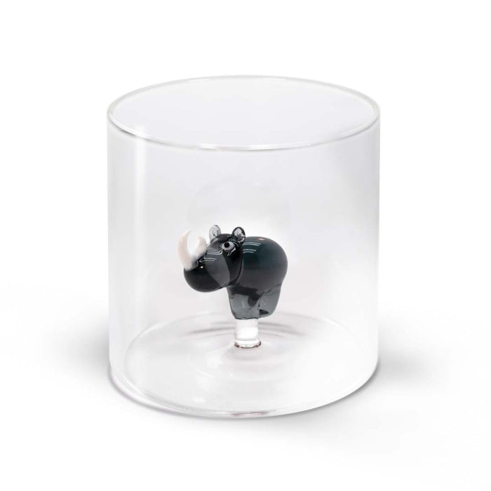 Bicchiere in vetro borosilicato con soggetto in vetro colorato all'interno