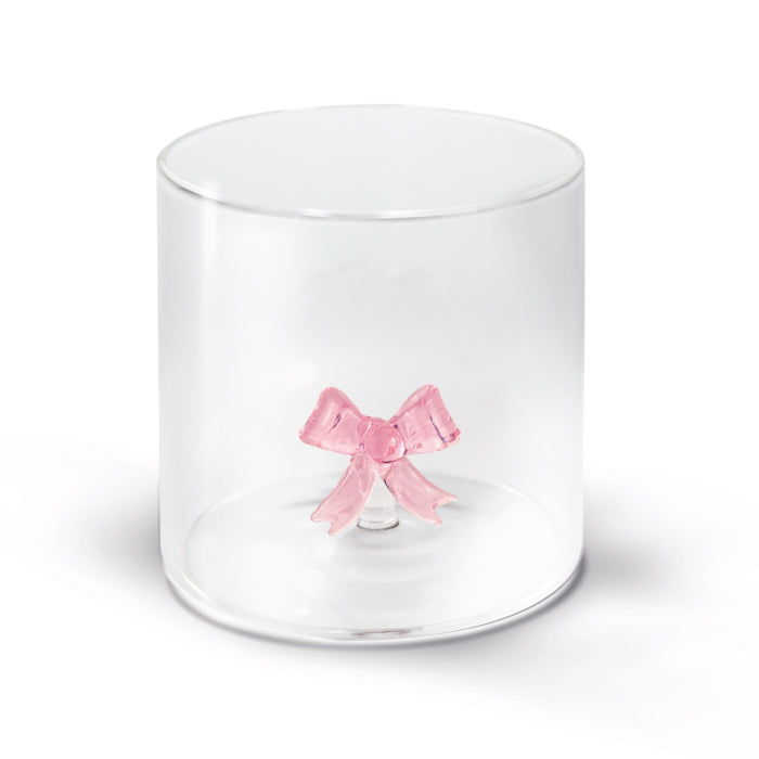 Bicchiere in vetro borosilicato con soggetto in vetro colorato all'interno