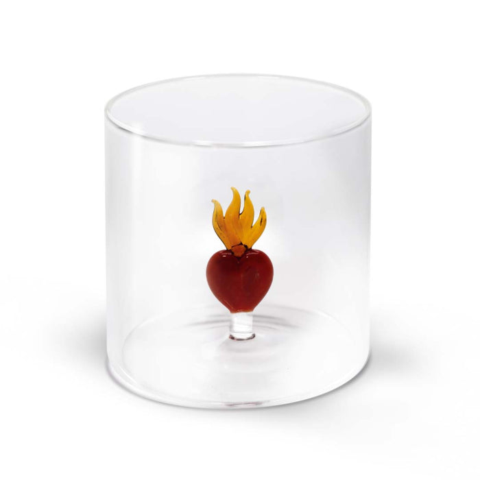 Bicchiere in vetro borosilicato con soggetto in vetro colorato all'interno