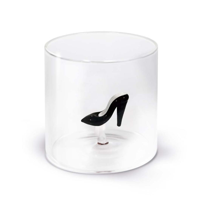 Bicchiere in vetro borosilicato con soggetto in vetro colorato all'interno